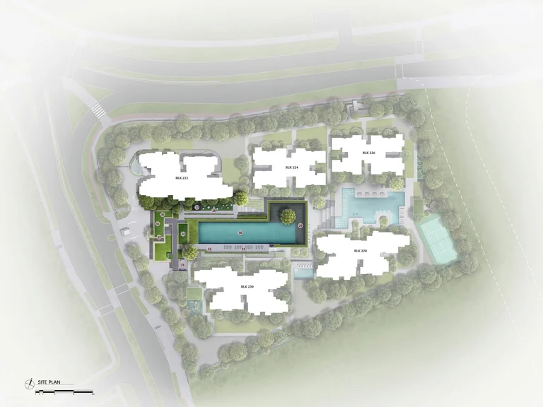 The Sen facilities plan, second storey (developer drawing): the Sen Boutique pool deck with the 50-metre lap pool, gym and hot and cold bath